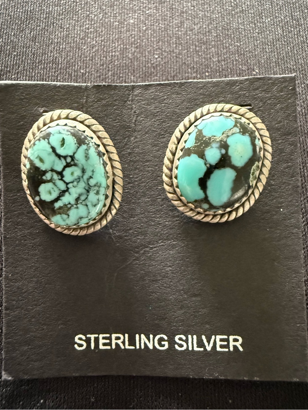 Blue moon turquoise studs. .925 sterling silver